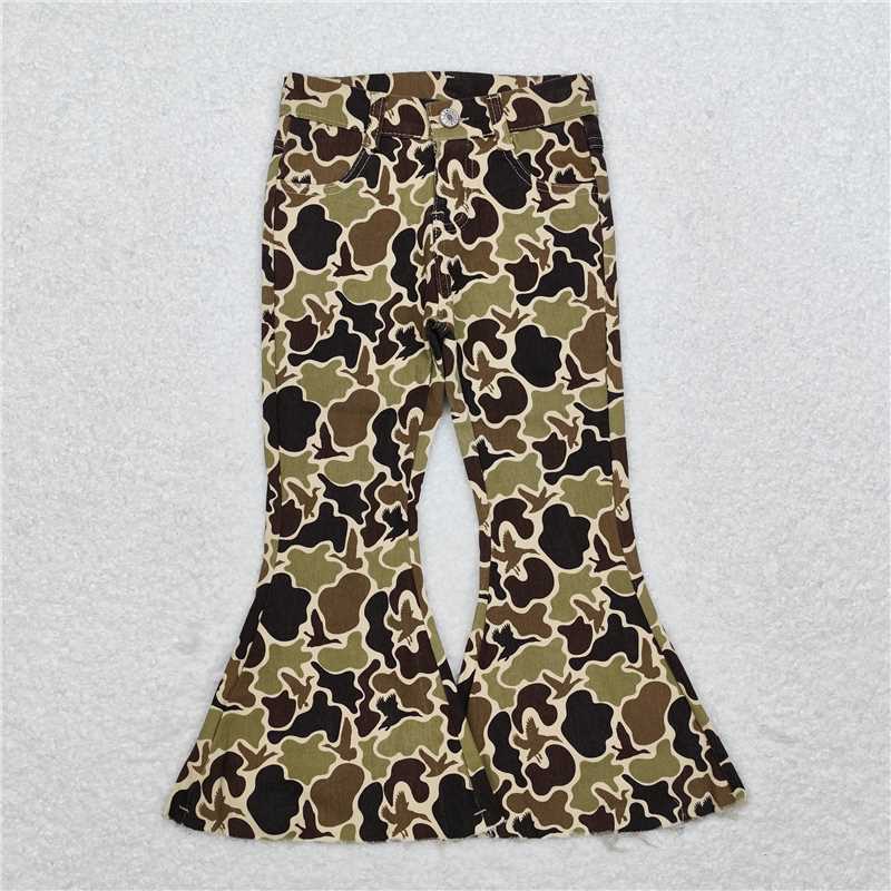 RTS NO MOQ Sibling Baby Girls boy Clothes summer camouflage Jeans: Flared & Ripped
