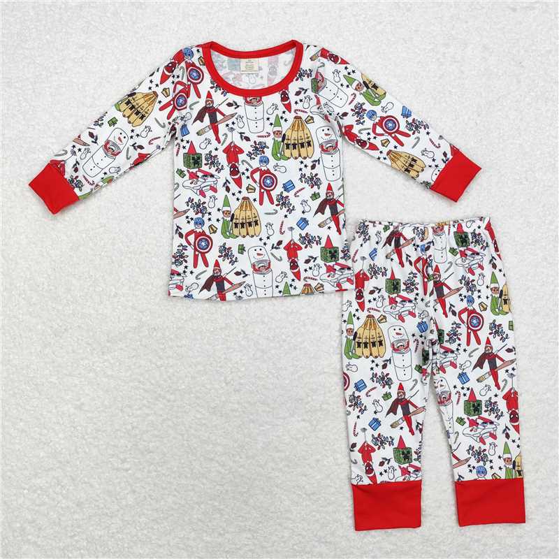 RTS NO MOQ Baby kid Christmas hat figurine red long-sleeved trousers suit & romper