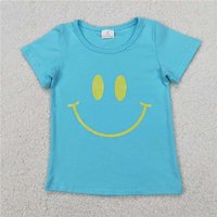 RTS NO MOQ Sibling Baby Girls  Sleeves Vinyl Smile Shirts Tops