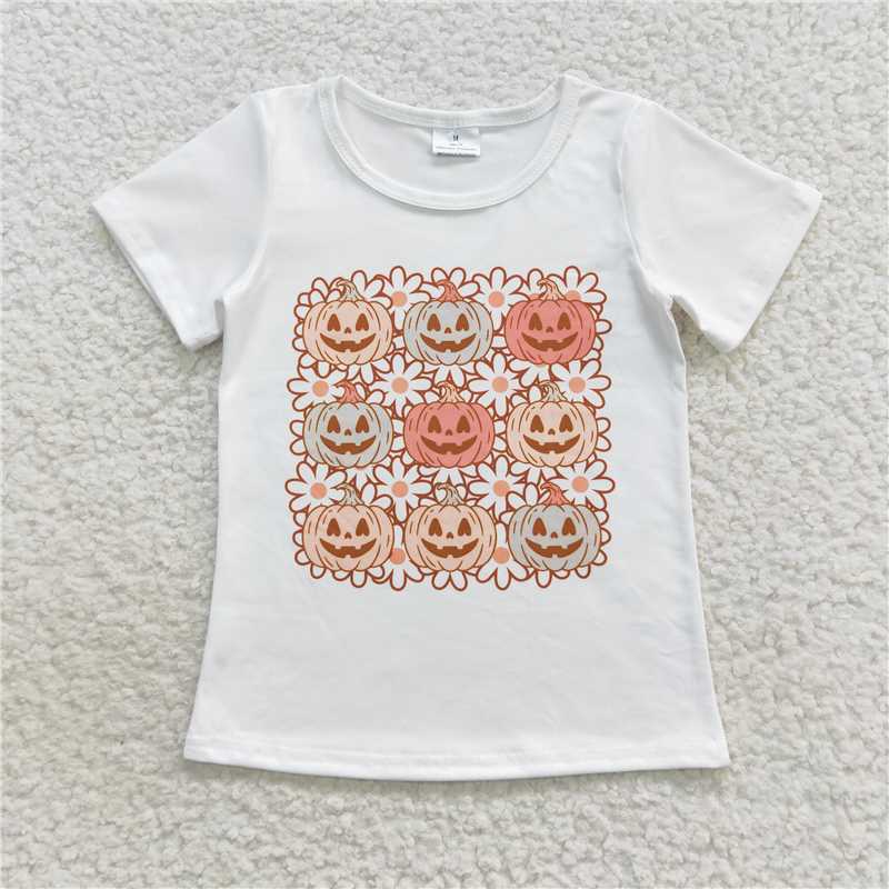 SALES NEW Baby Girls' Short Sleeve Shirts Tops with Flowers Pumpkin Print - Cute And Fashionable Baby Outfit for Girls