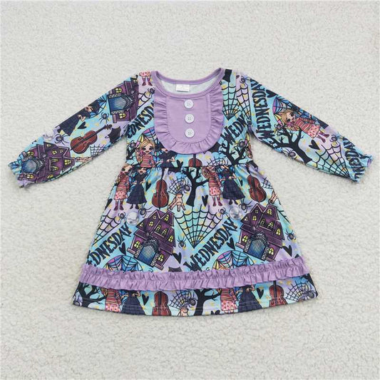 SALES NEW Baby Girls Halloween Ruffle Movie Purple Dress Infant Costume Cute Outfit for Toddlers