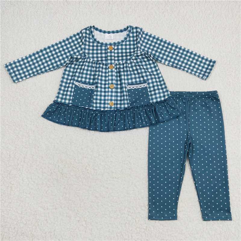 RTS NO MOQ GLP0823 GLP0886 Button plaid pullover long-sleeved suit: green & red