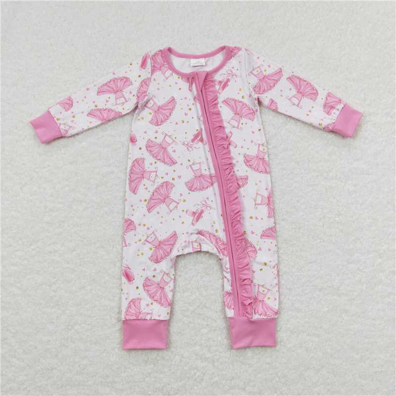 RTS NO MOQ Heart Pink Ballet Tutu Long Sleeve Pants Set  Heart Pink Ballet Tutu romper