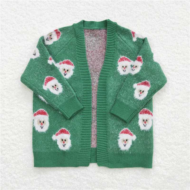 RTS NO MOQ Sibling baby girl clothes sweater cardigan christmas sweater red blue green christmas