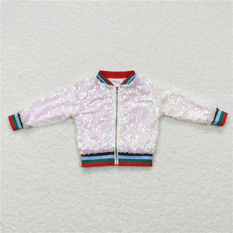 RTS NO MOQ Sibling baby boy clothes Sequined Zipper Long Sleeve Jackets