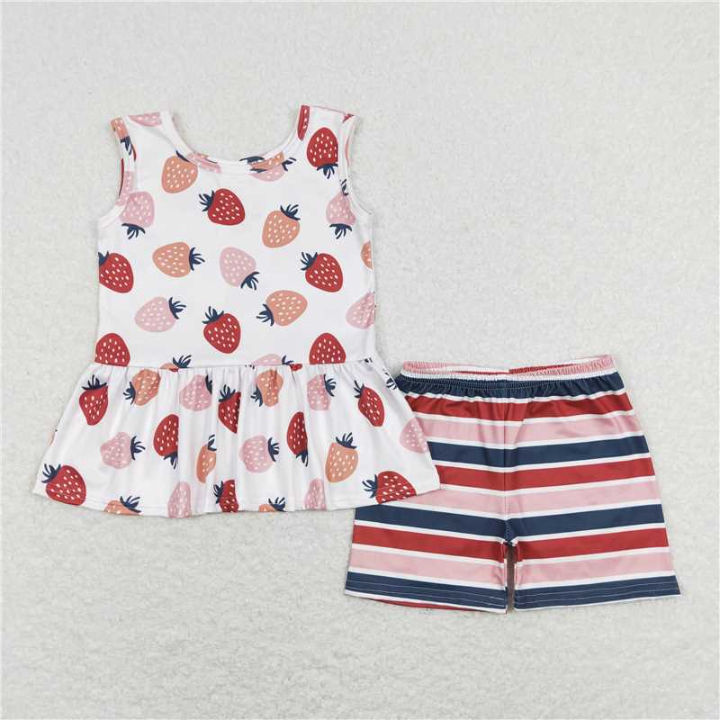 RTS NO MOQ baby Girls Clothes floral short sleeve shorts Sets dress