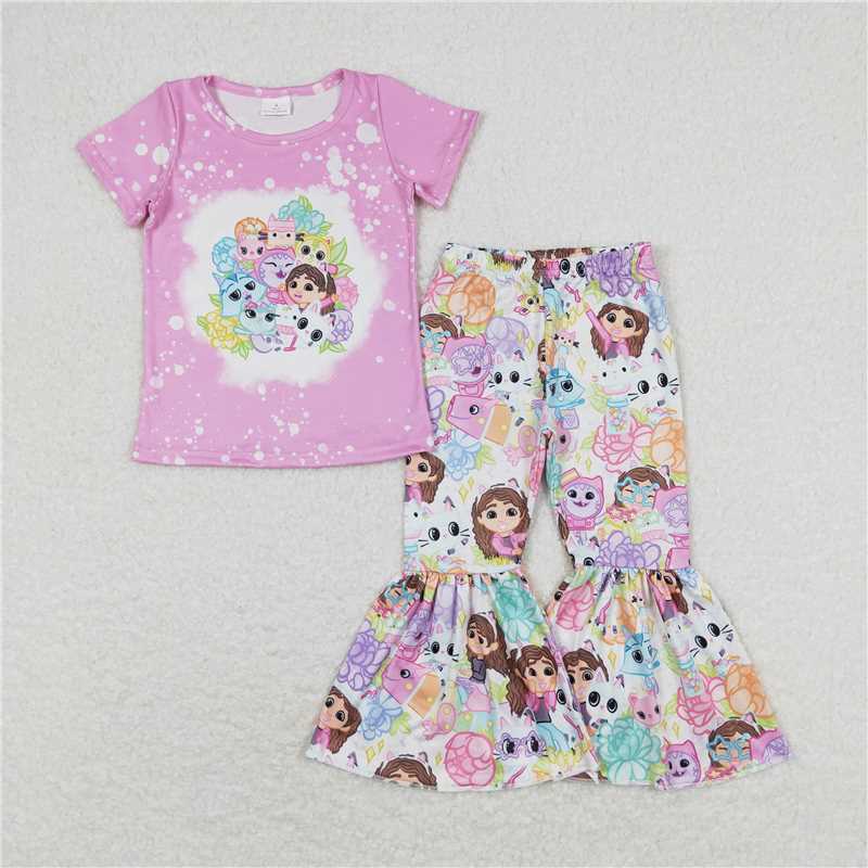 RTS NO MOQ GSPO1372 Rose pink short-sleeved trousers set