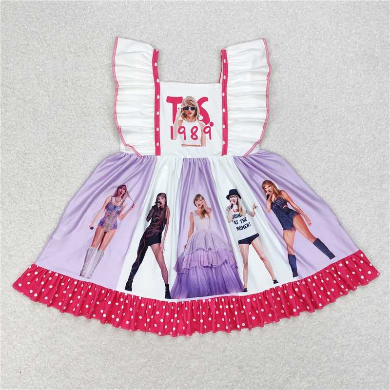 Cute Clothes 	 GSD1349 Baby girl's summer purple lace sleeveless dress