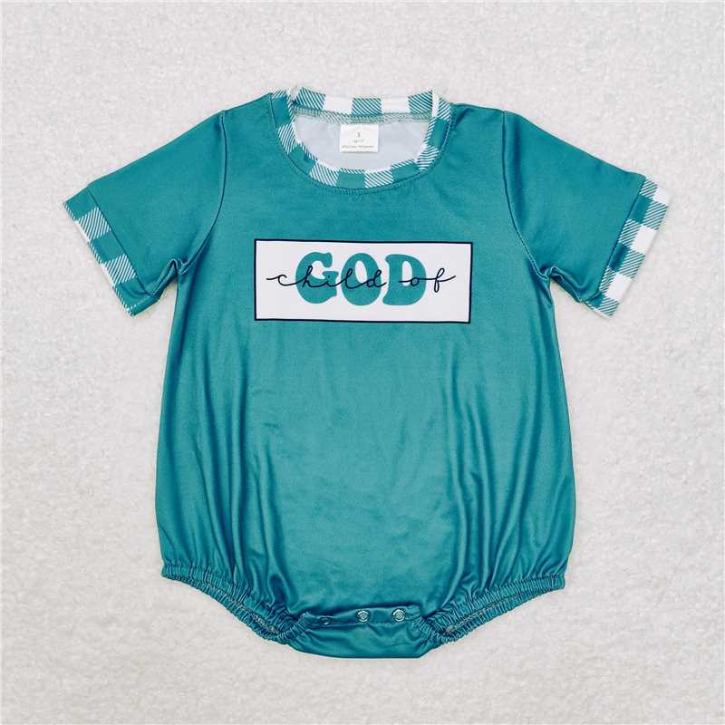 RTS NO MOQ Lake Green Boys and Girls Short Sleeve Pants Set & Climbing Suit & Short Sleeve Dress