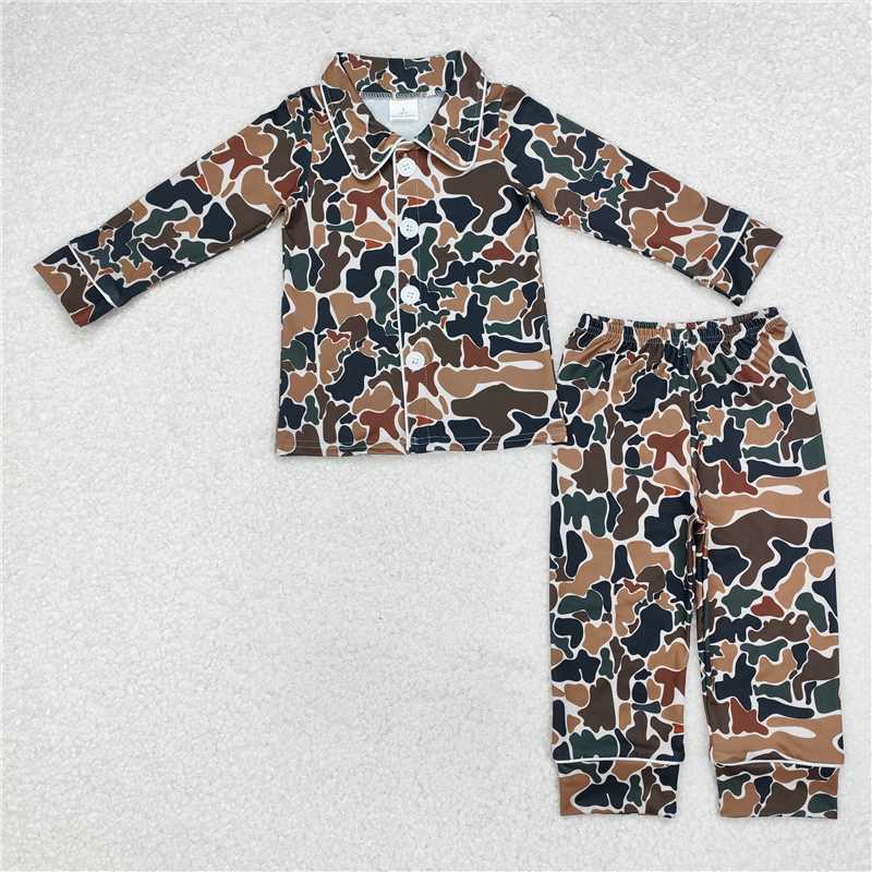 RTS NO MOQ BLP0704 BLP0705 Camouflage Button Cardigan Long Sleeve Pajama Set