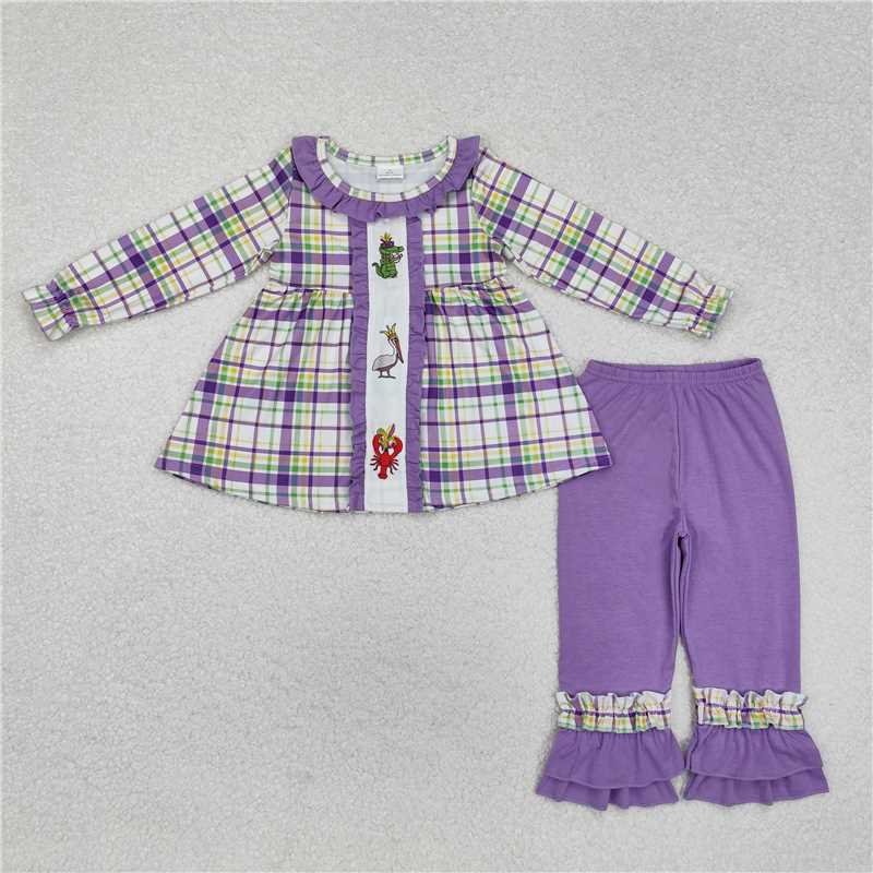 RTS NO MOQ Sibling baby girl clothes Mask Letter long Sleeve Top & Sequin Flared Pants Sets