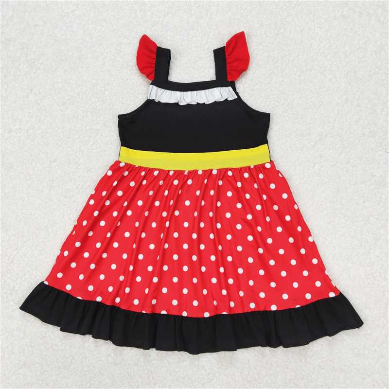 Cute Clothes GSD1878 Red flutter sleeve dress for baby girl in summer