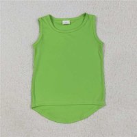RTS NO MOQ Sibling Baby Girls  Green Sleeveless Vests Tops