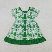 RTS NO MOQ Sibling Baby Girls Short sleeves clover boots western girls St Patrick's dress