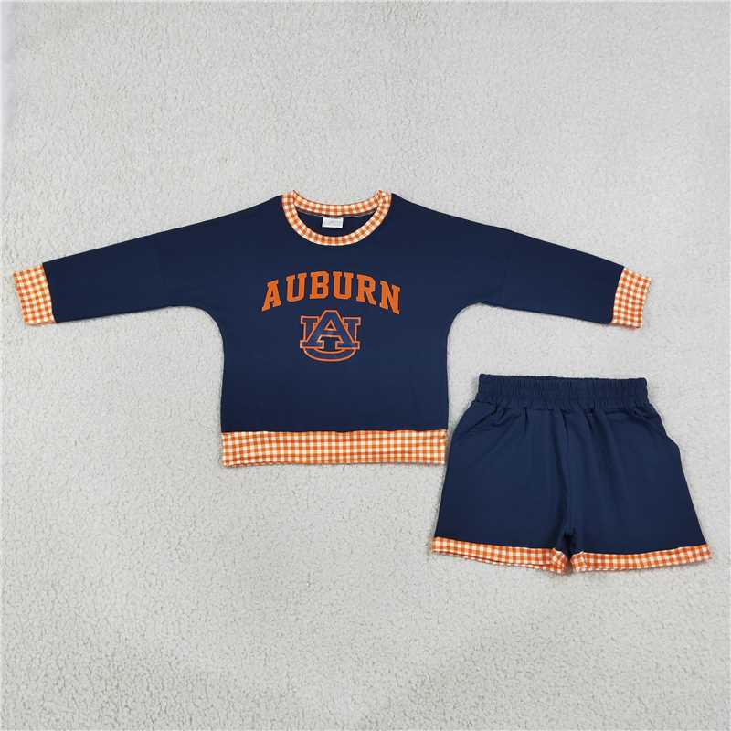 RTS NO MOQ Sibling milk silk Baby Girls Letter Print Long Sleeve Top Shorts Casual Team Set