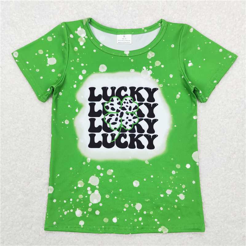 SALES NEW Baby Girls Green Short Sleeve Tee Shirt Lucky St Patrick Day Themed Top for Infants Baby Girl's Holiday Wear