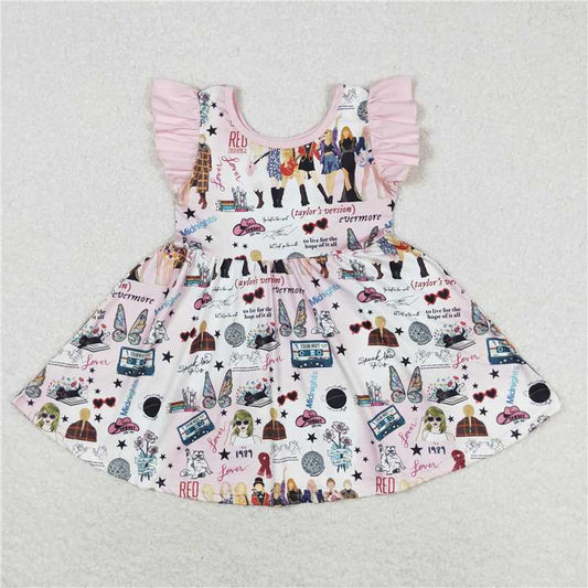 Cute Clothes GSD1093 Baby girl's light pink flutter sleeve dress for summer