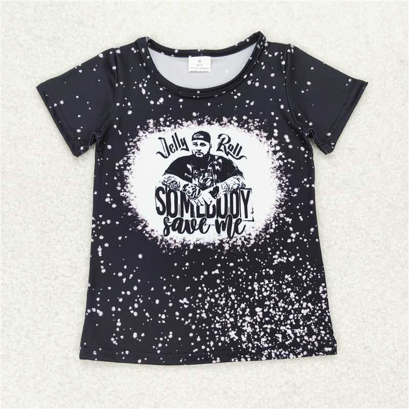 SALES NEW Baby Girls Black Short Sleeve Tee Shirts Tops Singer Bleached Casual Wear for Infants