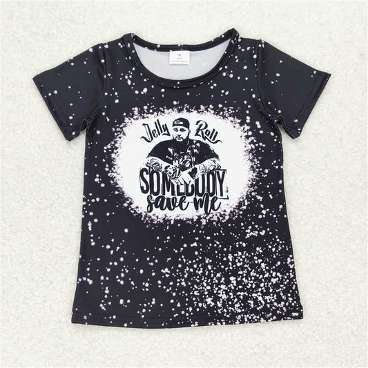 SALES NEW Baby Girls Black Short Sleeve Tee Shirts Tops Singer Bleached Casual Wear for Infants