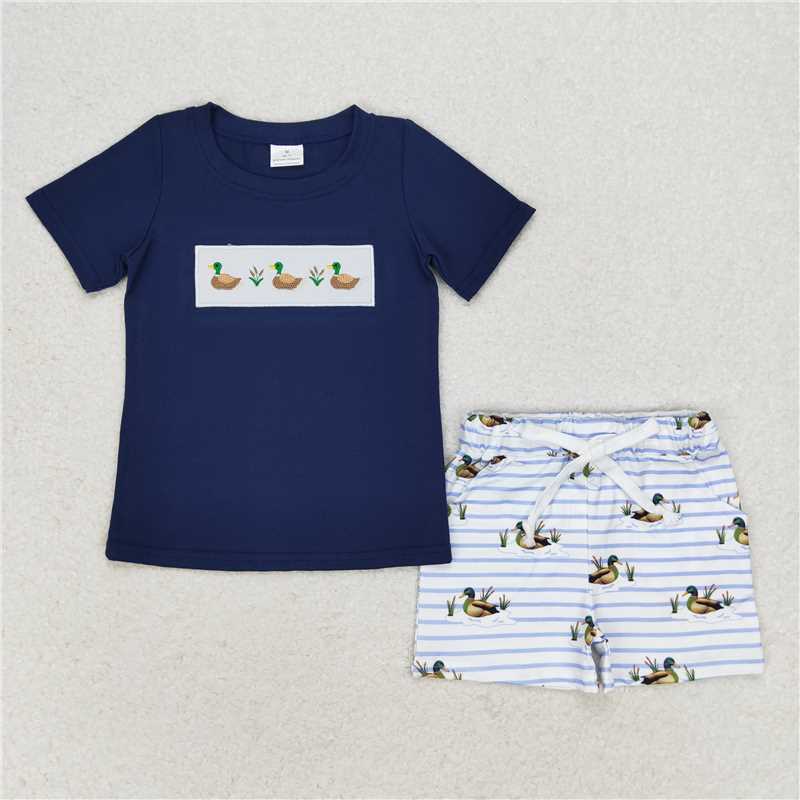 RTS NO MOQ Sibling Baby boy clothes duck Short Sleeve shorts Suits