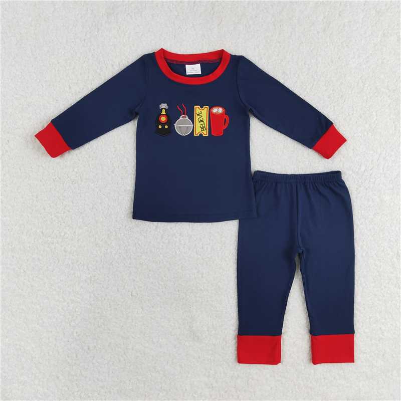 RTS NO MOQ Embroidery believe embroidered bell lace navy blue long sleeves