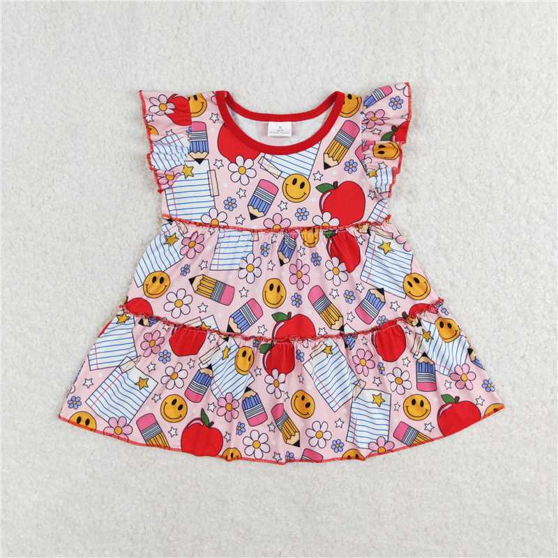 SALES NEW Baby Girls Apples Flowers Flutter Sleeve Tunic Tops Cute Infant Girl's Soft Cotton Clothing Set for Little Ones