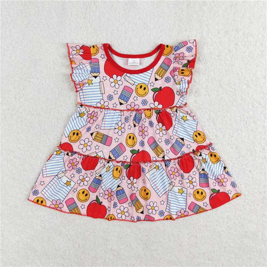 SALES NEW Baby Girls Apples Flowers Flutter Sleeve Tunic Tops Cute Infant Girl's Soft Cotton Clothing Set for Little Ones