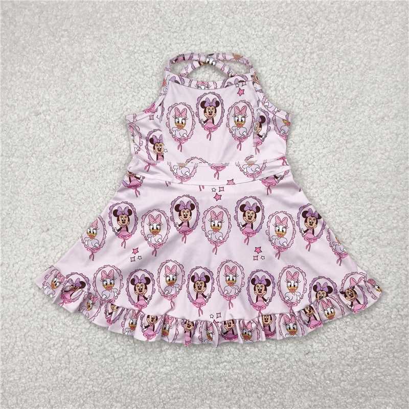 Cute Clothes 	GSD3915 Pink sleeveless knee-length yoga dress for baby girl