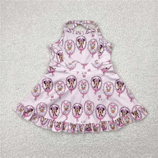 Cute Clothes 	GSD3915 Pink sleeveless knee-length yoga dress for baby girl
