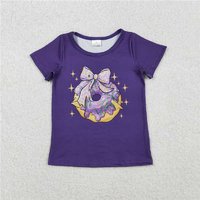 RTS NO MOQ Sibling Baby Girls Purple Short Sleeve Bow Donuts Boots Tassel Mardigras T-shirts Tops