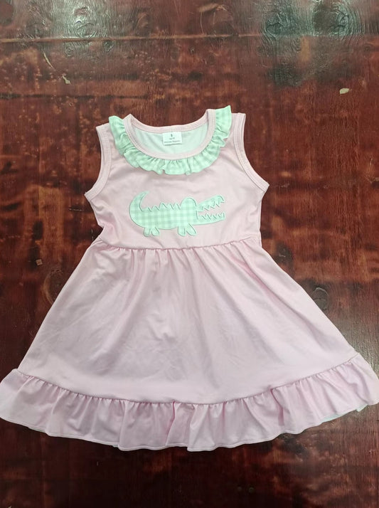 custom moq 5 eta 4-6weeks summer baby girls clothes Crocodile sleeveless skirt dress