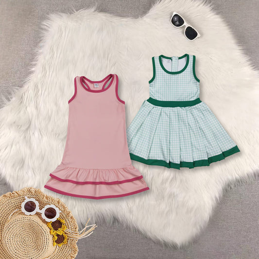 RTS NO MOQ Sibling baby girl clothes solid color skirt yoga dresses