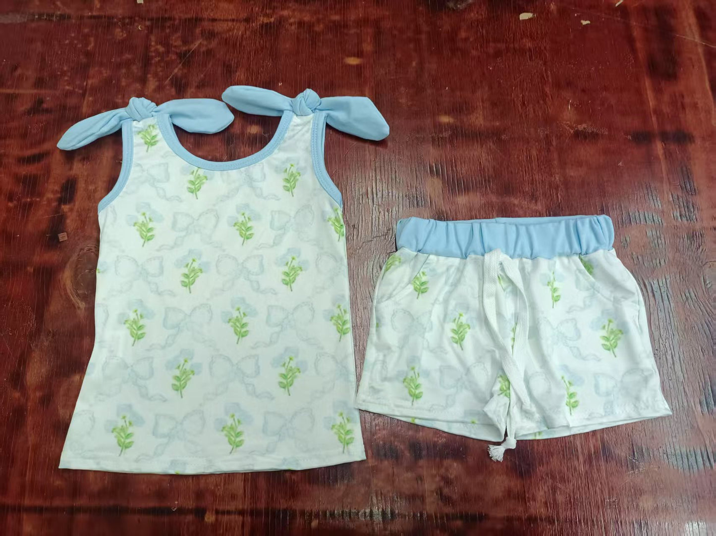 Custom moq 3 eta 6-7weeks baby girls clothes floral suspender shorts sets