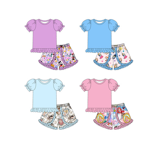 3.25 custom each style moq 5eta 4-6week Sibling Sister baby girls short sleeve set and set 4 match design