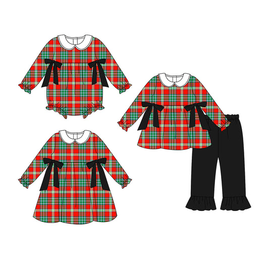 25.7.10 custom each style moq 5eta 4-6week Sibling Sisters baby girl long sleeve pants sets and dress and rompers match family design