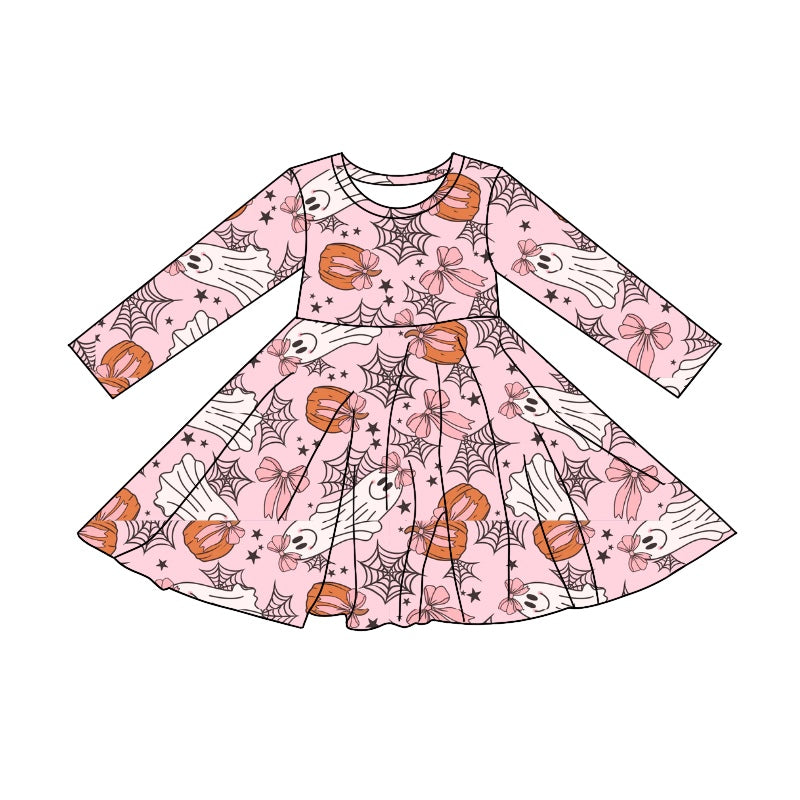 6.12 custom each style moq 5eta 4-6week baby girls clothes ghost pink long sleeve girls dress