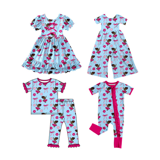 25.12.15 custom each style moq 5 eta 6-8week Sibling Sisters bow baby girl short sleeve pants sets and dress and rompers and jumpsuit match family design