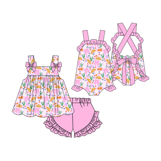 3.3 Custom moq 5 mix size Sibling Baby Girl's Pink Sleeveless Top And Shorts Set Cute Romper for Summer