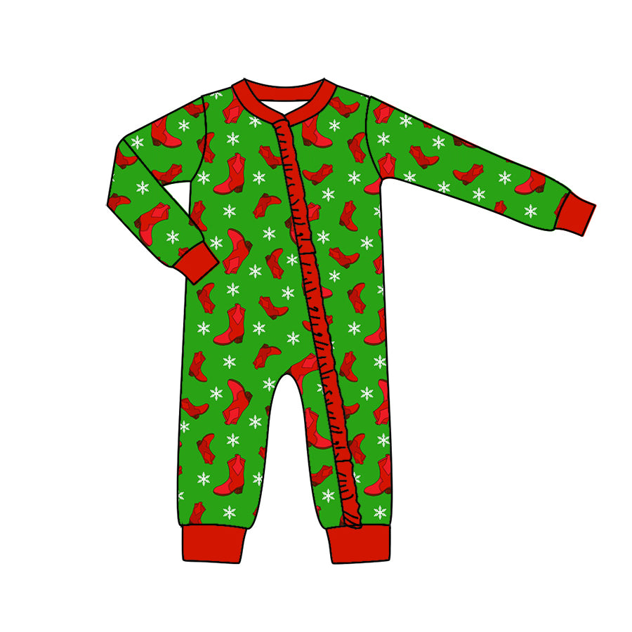 6.27 custom each style moq 5eta 4-6 week Sibling Sister red boots green baby girls outfits and romper match family design