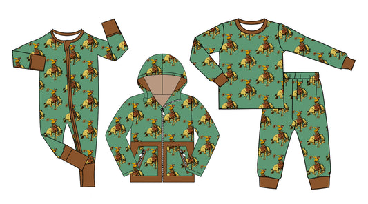 25.8.23 custom each style moq 5eta 4-6week Sibling Sisters riding horse baby boy long sleeve pants sets and romper and top match family design