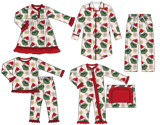 25.7.23 custom each style moq 5eta 4-6week Sibling Sisters Christmas baby girl long sleeve pants sets and adult top and adult pants and romper and dress match family design