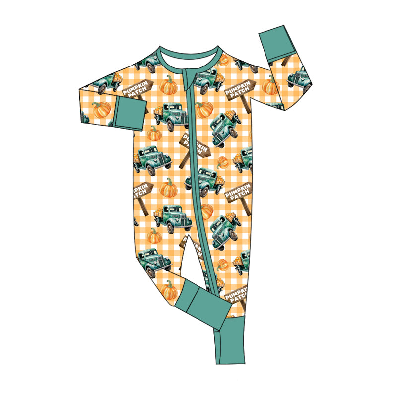 8.10 custom each style moq 5eta 4-6week Sibling Sister pumpkin truck baby boys sets and rompers match family design