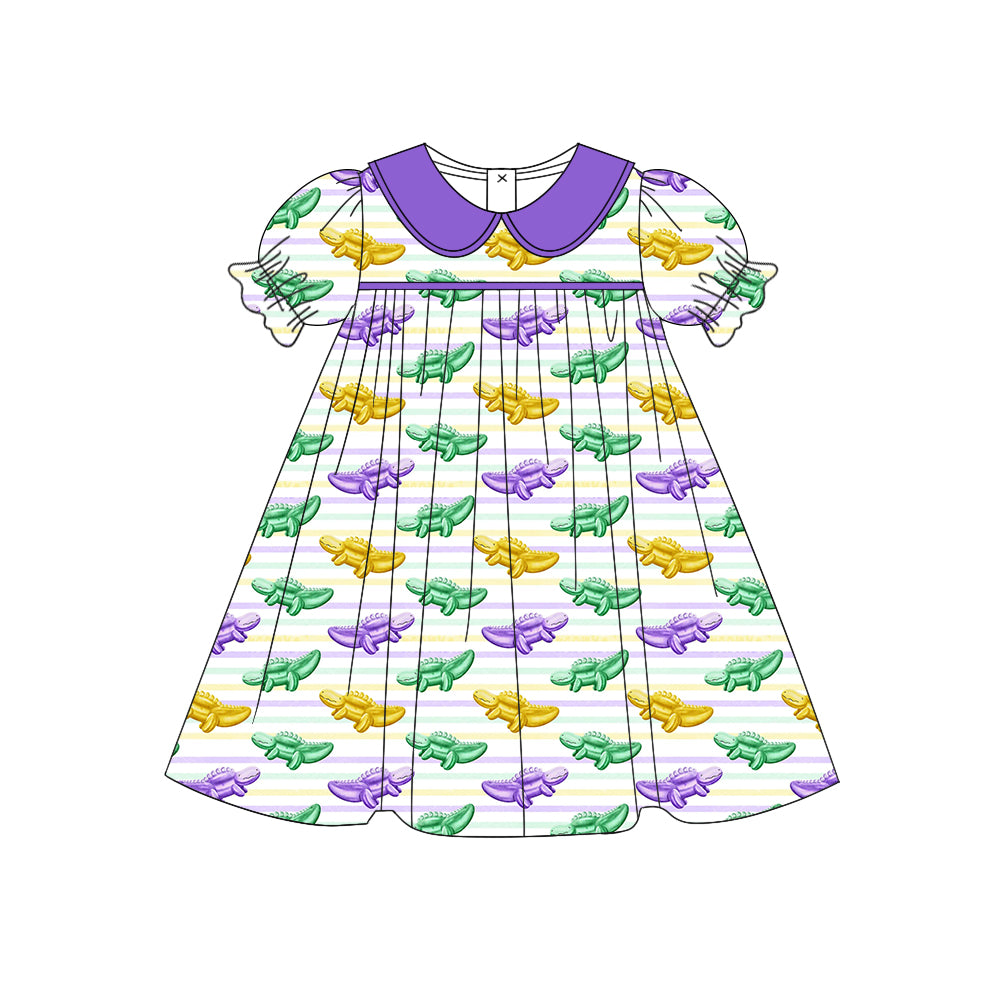 7.23 custom each style moq 5eta 4-6week Sibling Sister purple plaid baby girls short sleeve sets and dress match family design