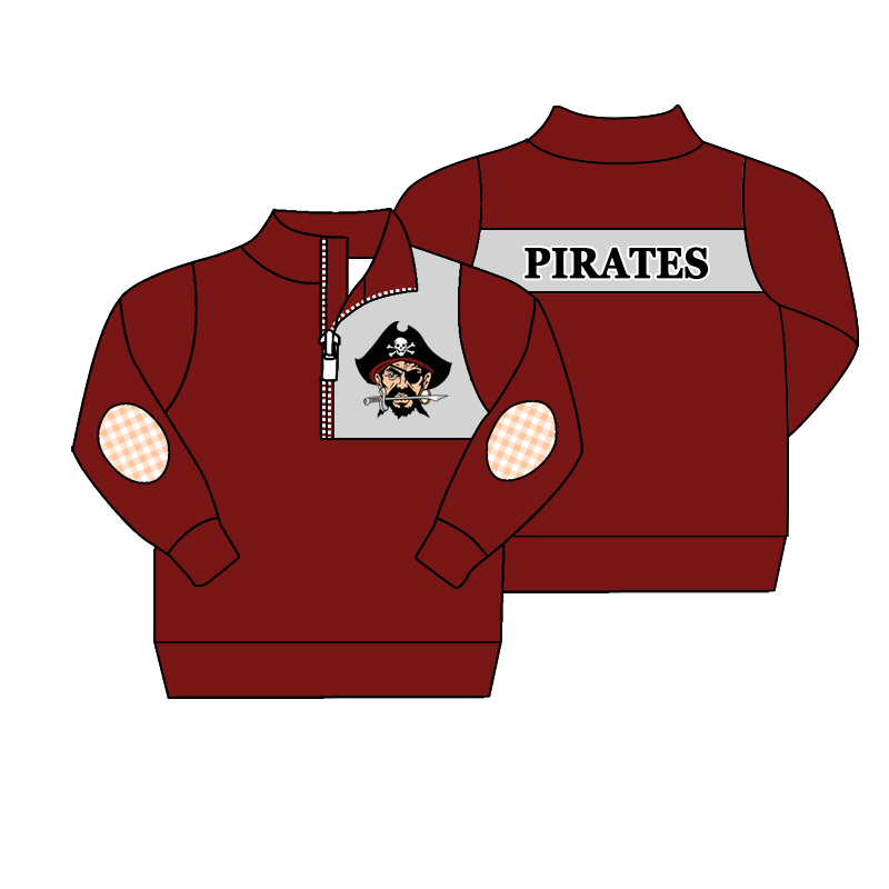 custom moq 5 mix size MSD072105 Baby Toddler Long Sleeve Quarter Zip Pullover Casual Team Top