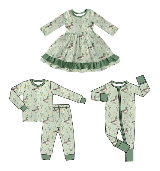 25.6.2 custom each style moq 5eta 4-6week Sibling Sisters duck baby girl long sleeve pants sets and dress and rompers match family design