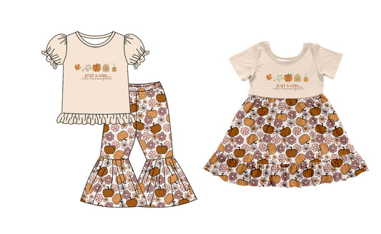 25.5.23 custom each style moq 5eta 4-6week Sibling Sister pumpkin floral baby girl pants sets and dress match family design