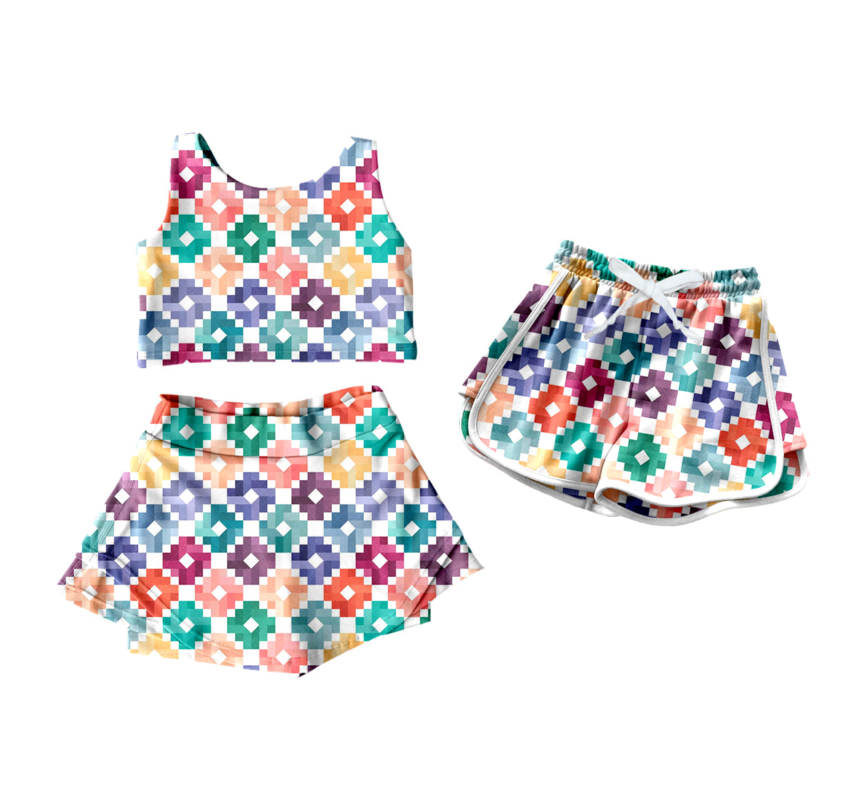 4.11 custom each style moq 5eta 4-6week Sibling Sister baby girls clothes Short sleeve yoga dress and shorts match family design