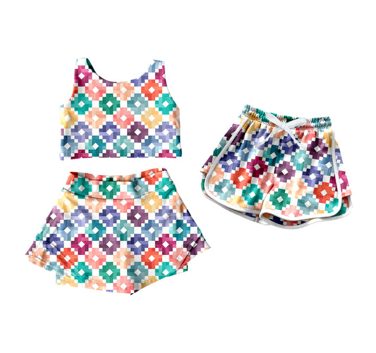 4.11 custom each style moq 5eta 4-6week Sibling Sister baby girls clothes Short sleeve yoga dress and shorts match family design