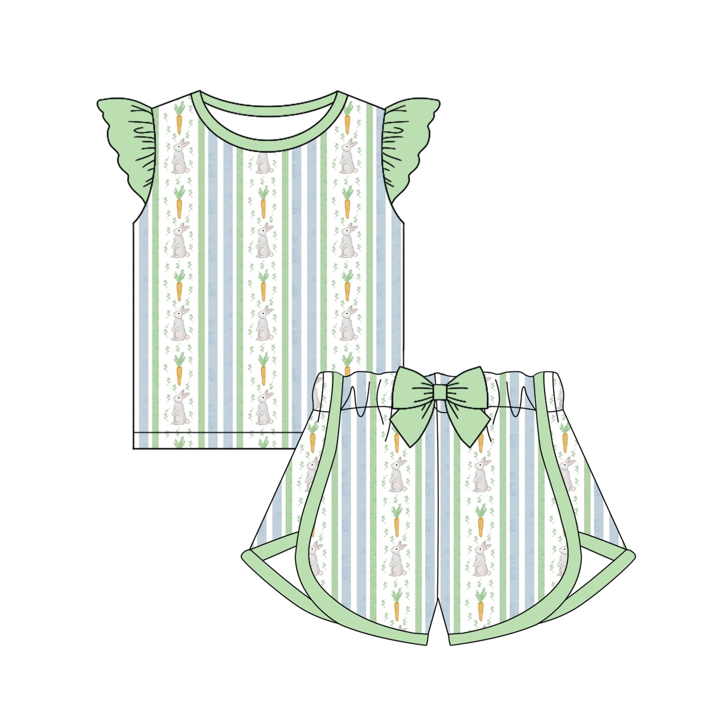 11.15 custom each style moq 5eta 4-6week Sibling Sister baby girl short sleeve shorts fish sets 1 and easter sets 2 match design