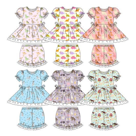 26.1.10 custom each style moq 5 eta 6-8week Sibling Sisters baby girl clothes short sleeve shorts sets 6 match family design